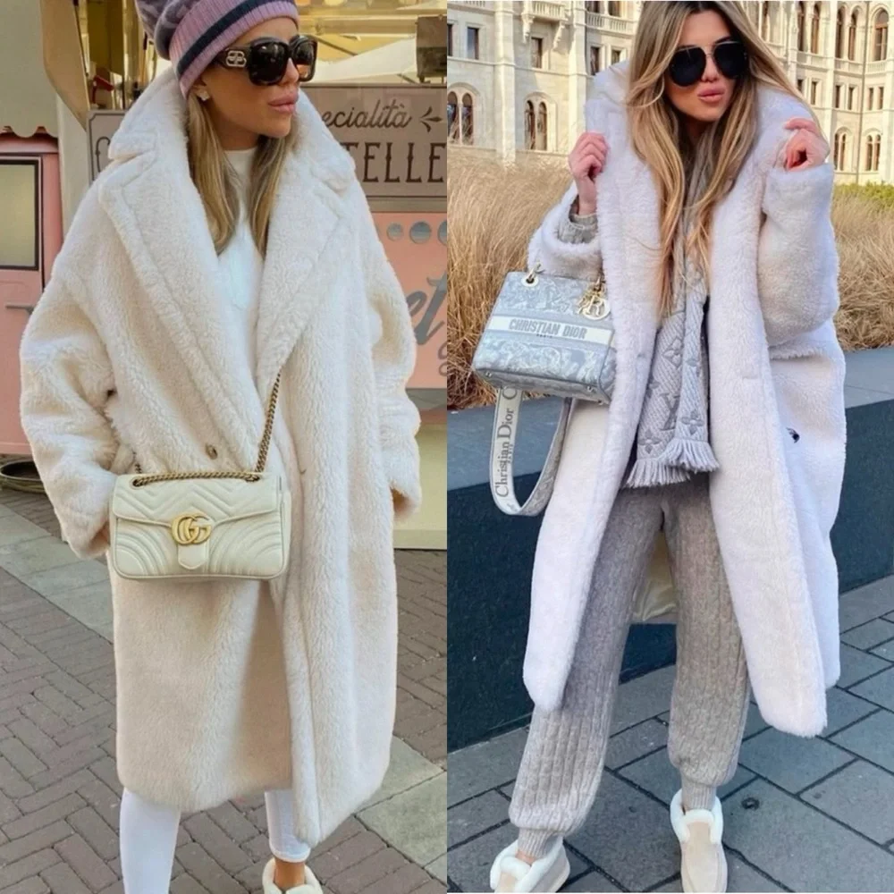 MaxMara TedGirl Alpaca Wool Silk Blend Teddy Icon Double Breasted Coat - Picture 2 of 15